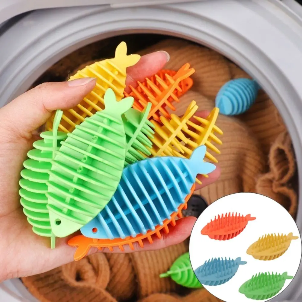 1/5Pcs Durable Fish Shape Laundry Balls Reusable Anti-Winding Softener Ball Clothes Cleaning Tool Soft Glue Laundry Tablets