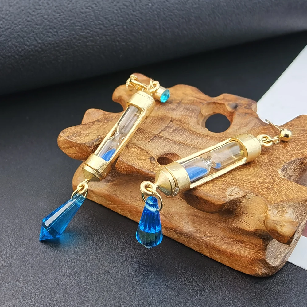 Anime Vanitas Earrings The Case Study of Vanitas No Karte Props Hourglass Earrings blue Ear Clip Set Cosplay Jewelry For Fans