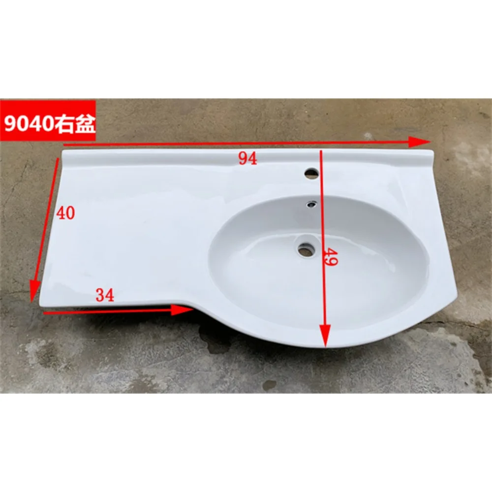 Left basin, right basin, toilet, wash basin, old style, big belly, irregular arc ceramic countertop, integrated basin