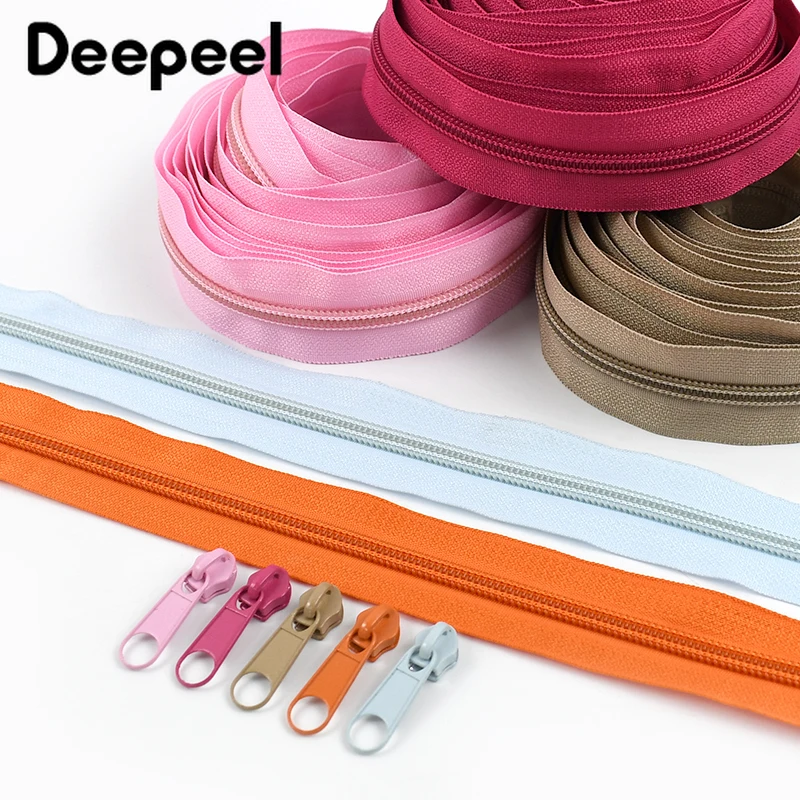

5/10/20Sets 3# 5# Nylon Zippers with Zips Puller Bag Pocket Closure Zip Clothes Decor Zipper Repair Kits DIY Sewing Accessories