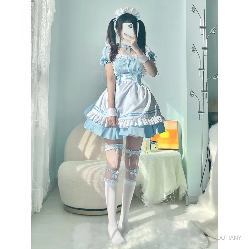 

Japanese Maid Cosplay Sweet Lolita Dress Lovely Girl Student Uniform Cute Cat Cafe Princess Dresses Women Harajuku Kawaii Outfit