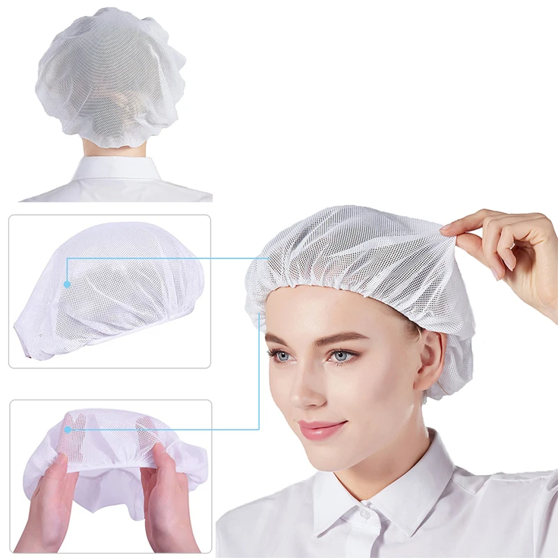 3/6 pezzi cappelli da lavoro in rete elastica cappelli di copertura dei capelli cappello da officina servizio di ristorazione cappello da cuoco capelli in bundle cottura cottura berretto igienico