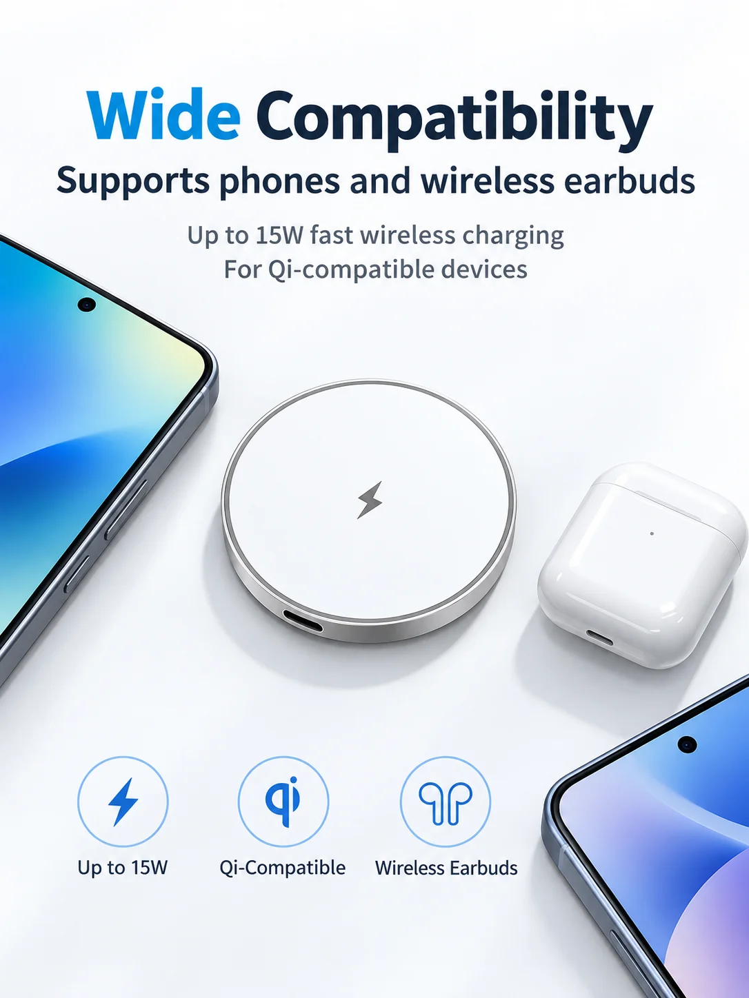 15W Magnetisches Kabelloses Ladegerät Schnelllade-Pads Mini Tragbare Magnetische Ladestation für Samsung iPhone 18 17 12-16 Pro Max – Detail 2