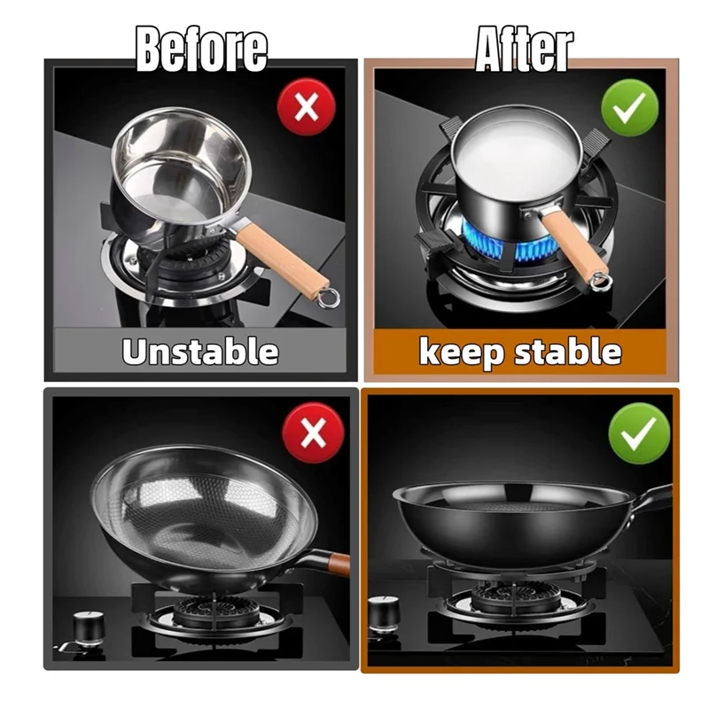 

A7THK-Cast Iron Wok Support Ring 2 In 1 Gas Ring Stovetop Stand Support Ring For Wok Small Saucepan
