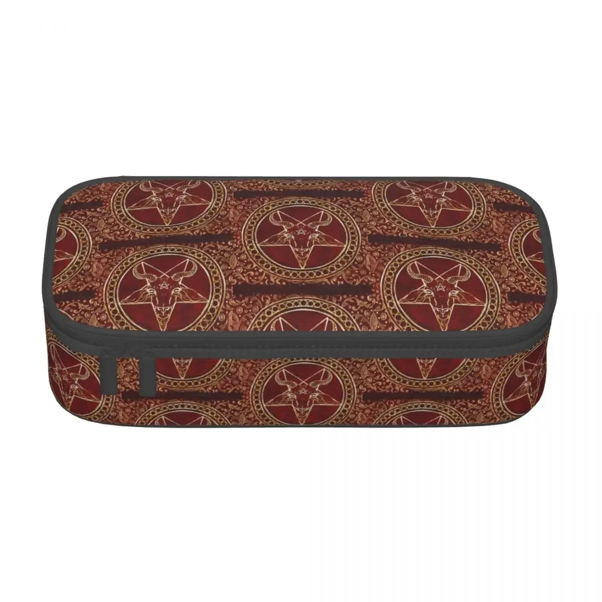 Customized Cute Ornate Goat Baphomet Pencil Cases for Large Storage Occult Pentagram Pencil Bag School Accessories