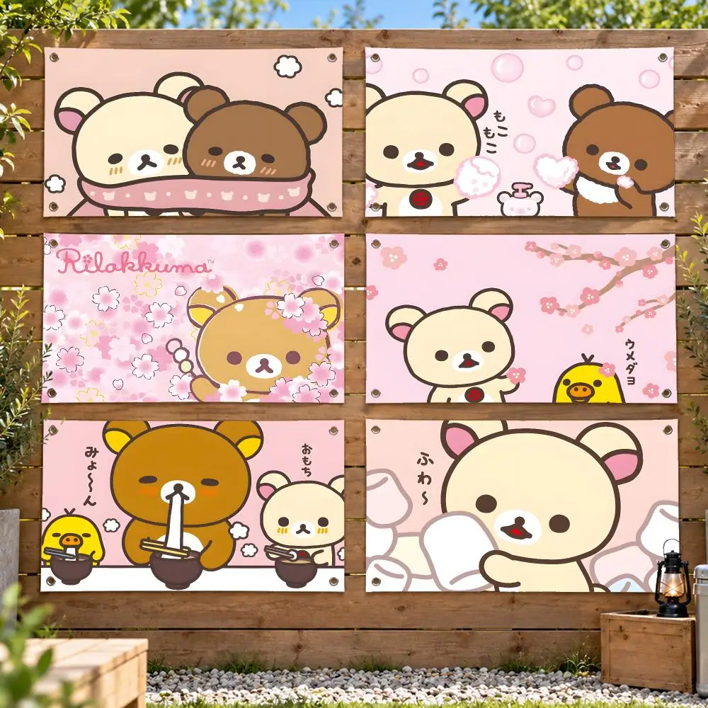 Cute R-Rilakkuma Flags Soft Skin-friendly Durable Tapestry Outdoor Party Home Living Room Bedroom Decoration