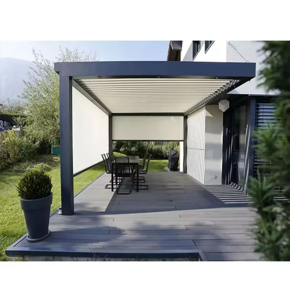 3X3Waterproof Outdoor Pergola Garden Pergola Aluminium Outdoor Motorized Aluminum Pergola Gazebo Outdoor With Sliding Glass Door