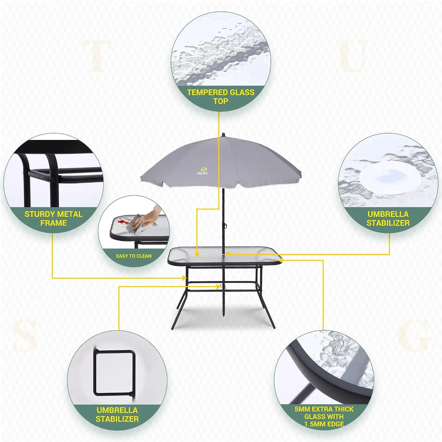 8-Piece Patio Dining Set Outdoor Furniture Weather-Resistant Table & Chairs for Garden Deck, Customized