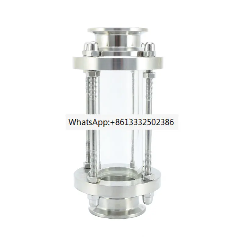 304 stainless steel/fast packaging/food grade/clamp type/pipeline/glass cup with protective cover/clean silicone