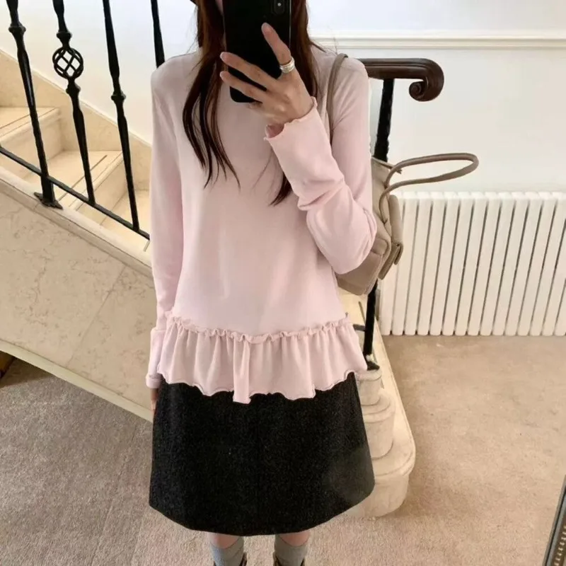 

High-necked Long-sleeved Bottoming Slim-fitting T-shirt Top with Hong Kong Style and Versatile Style