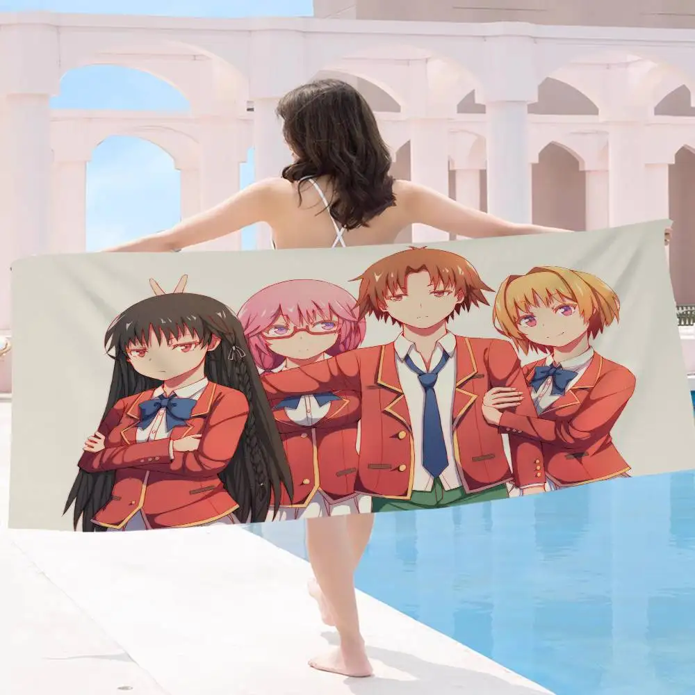 Anime Classroom Of The Elite Microfiber Blanket Quick Drying Beach Towels Oversized Printing Super Absorbent Pool Towel Blanket