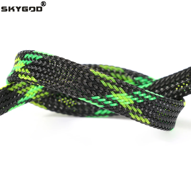 1~50m PET Braid Sleeve Black UV Green Yellow Cross 2/4/6/8/10/12/14/16/20/25/30mm High Density Snake Skin Cable Wrap Sheath