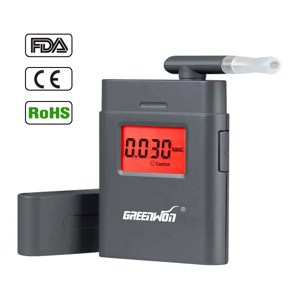 GREENWON pantalla LCD Mini probador de Alcohol Digital de bolsillo Detector de alcoholímetro de conducción con boquillas