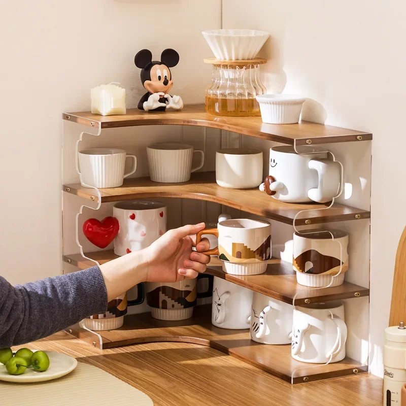 Factory Minimalist Cup Storage Shelf Desktop Corner Water Cup Shelf Tea Set Tea Cup Organizing Rack Edge Cabinet