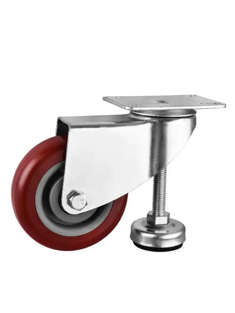 1 Pc 4 Inch Caster Horizontal Adjustment Wheel Medium-Sized Jujube Red Pvc Adjustable With Foot Cup