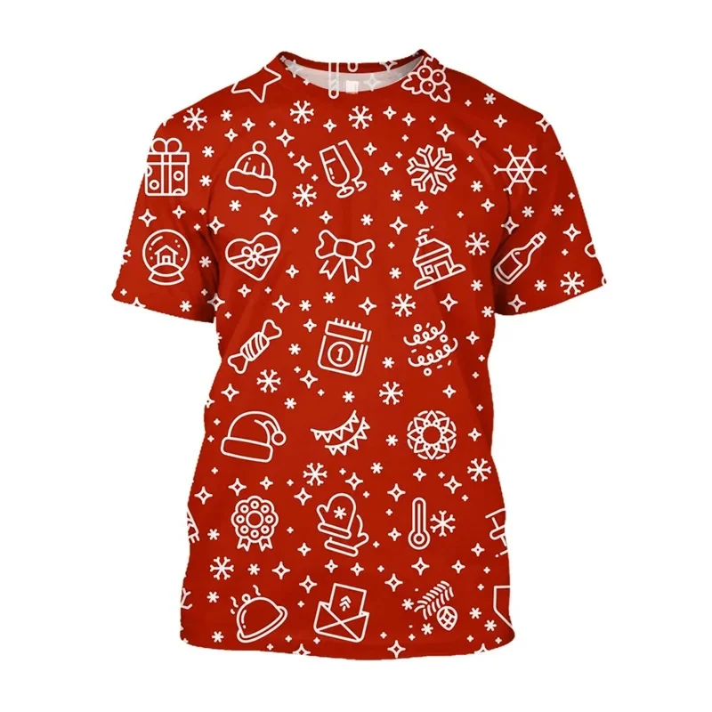 Cartoon Santa Claus Pattern T-Shirt For Men Christmas Gifts 3D Printed Tee Summer Casual Short Sleeve O-Neck Tops Loose T Shirts