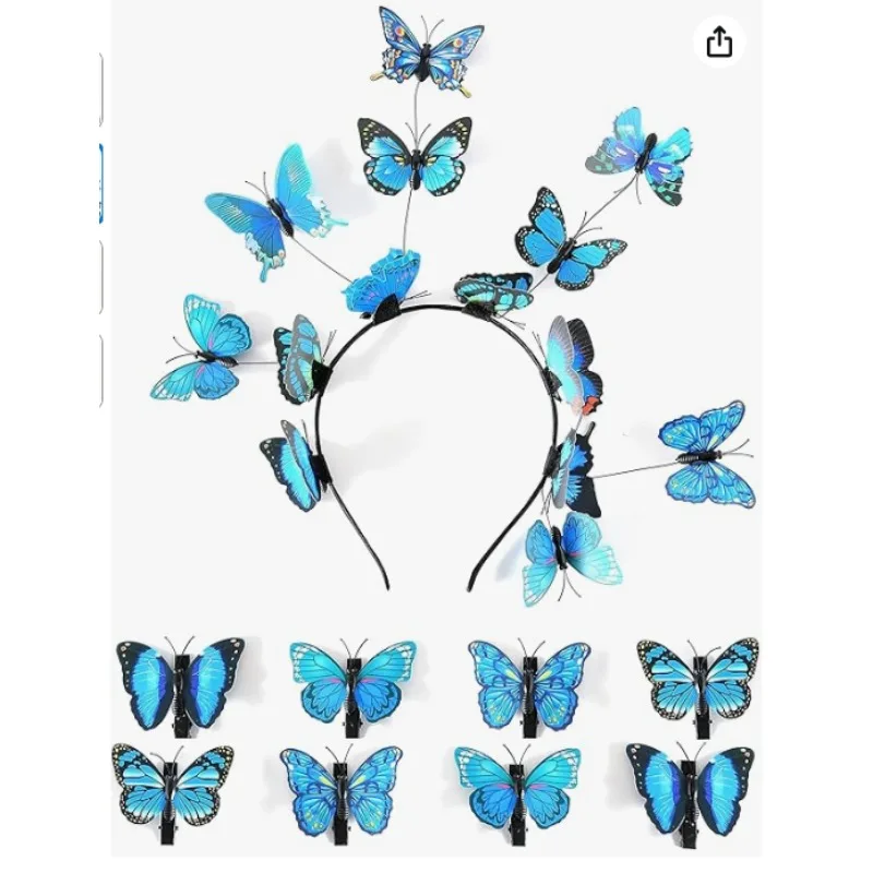 

9pcs set Butterfly Fascinator Headband | Monarch Butterfly Crown for Women Tea Party Halloween Wedding carnival hair accessories