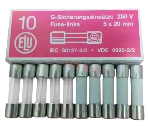 10PCSELU Insurance Accessories 7000733 179021 5 * 20 100mA1A2A2.5A3.15A4A5A8A10A