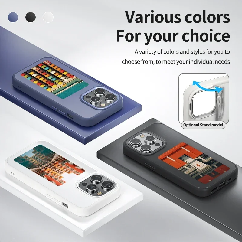 NFC شاشة عرض الحبر الإلكتروني الذكية حالة الهاتف المحمول ، غطاء فاخر لفون 15 ، 15 برو ، 15 برو ، 15 برو ، ماكس ، الحالات ديي ، مصمم جديد