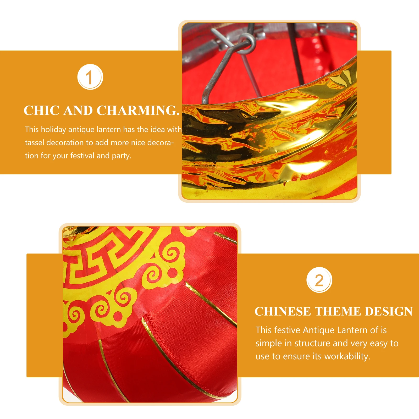 

2pcs Large Red Iron Mouth Lanterns New Year Spring Festival Decoration Wall Hanging Chinese Style Traditional Pendant Wedding