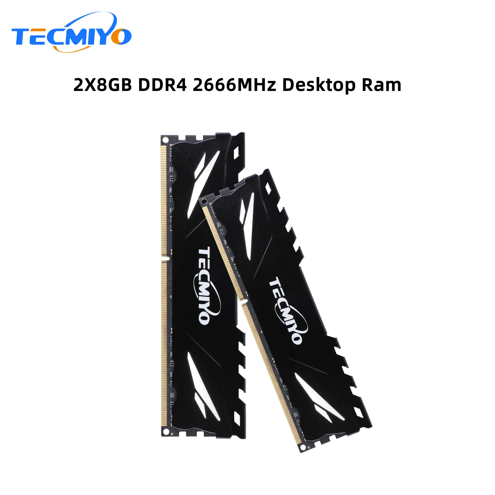 TECMIYO 2X8GB DDR4 2666 PC4 21300U Udimm Desktop Gaming Memory RAM with Heat Sink for Motherboard -  Black