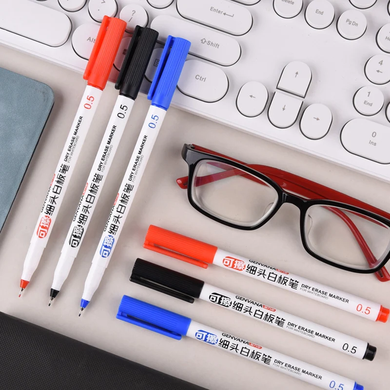 

Dry Erase Whiteboard Markers - Fine Tip 0.5mm Fine Point, Easy Erase Pens for Kids, Teachers, Office,WhiteBoard (Black/Red/Blue)