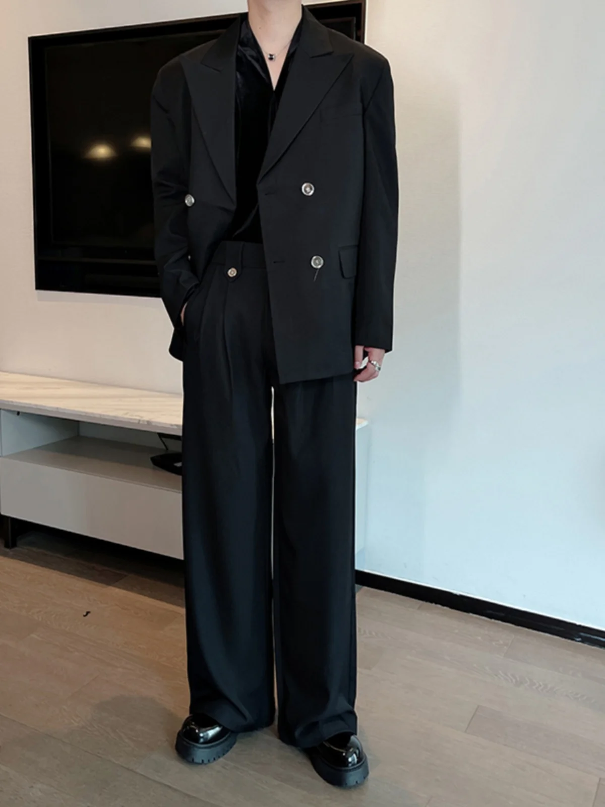 

Мужской повседневный костюм-двойка в корейском стиле, весенне-осенний комплект из двух предметов