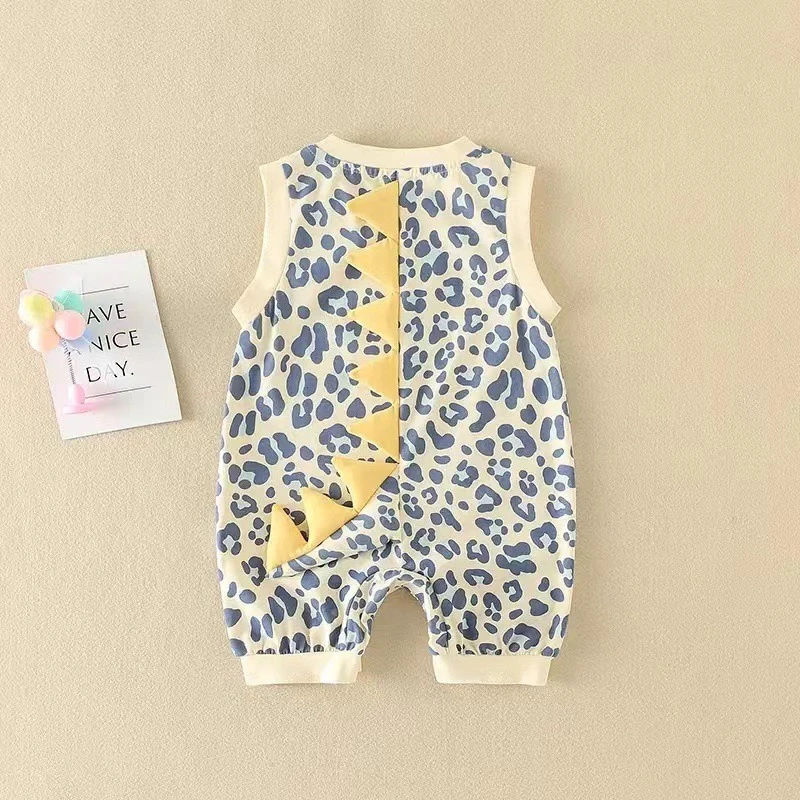 

Unisex Baby Summer Lightweight Printed Romper Cute Cartoon Dinosaur Sleeveless Bodysuit Breathable Tank Top for Infants