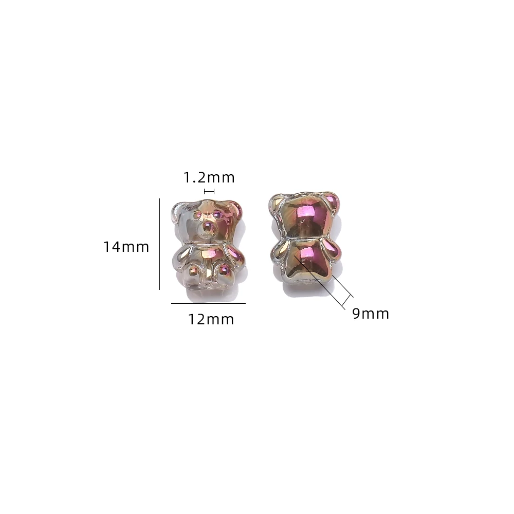 20 Pcs 12X15MM Cartoon Bear Pendants Crystal Glass Charms Loose Beads For DIY Jewelry Making Earing Necklace Supplier Bracelets