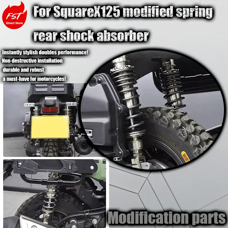 

Модифицированный задний амортизатор Sundiro Honda Square X125 с регулируемым демпфированием и преднатягом.