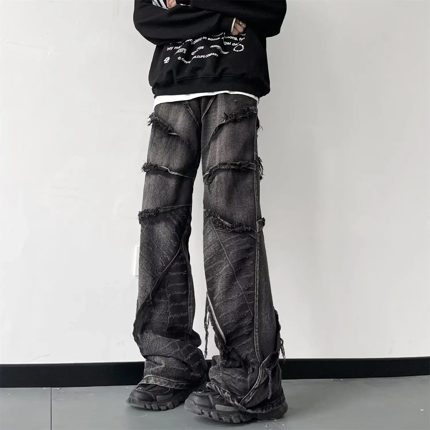 

American New Baggy Jeans Men Hip Hop Vintage Black Pants Oversized Korean Harajuku Gothic Wide Leg Trousers Y2k Streetwear