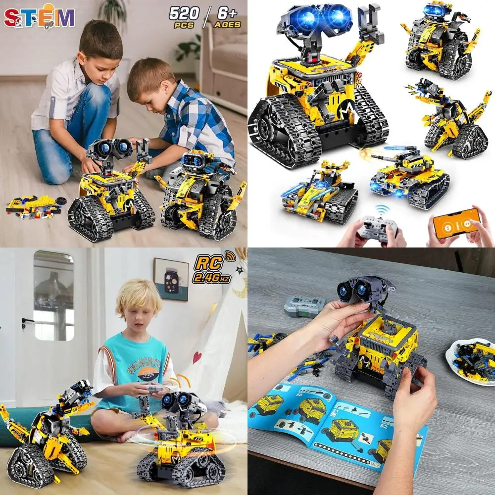 

5-in-1 Remote & App-Controlled STEM Robot Building Kit for Kids Aged 6-12+ (520 Pieces)
