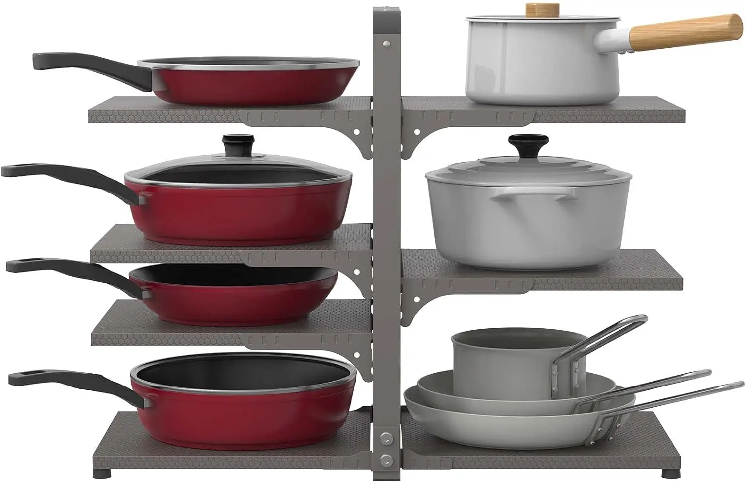 

Стойка-органайзер для кастрюль и сковородок под шкафом, прочная полка для кастрюль под органайзеры для кастрюль и хранения раковины, органайзер для крышки кастрюли, кухня