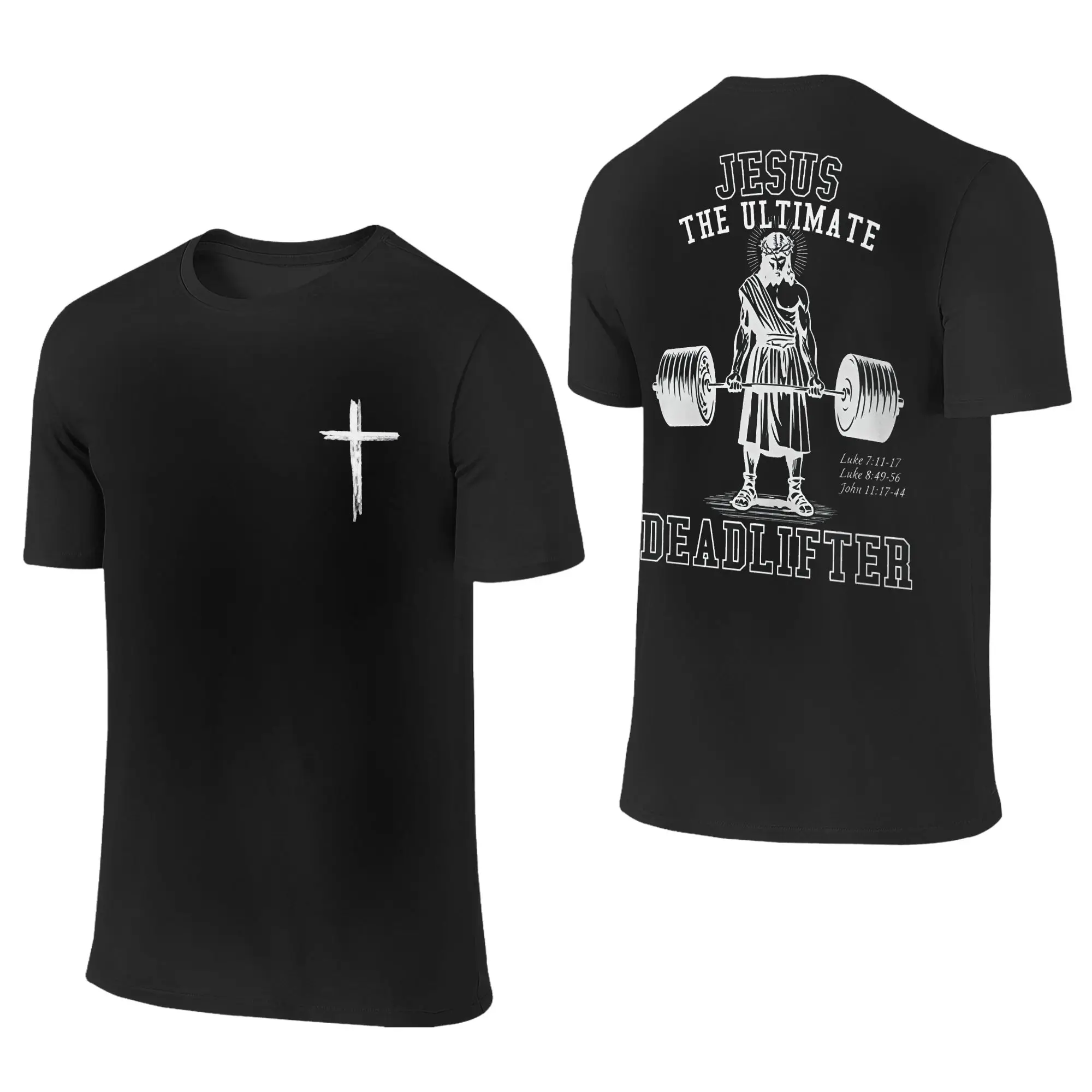 JESUS THE ULTIMATE DEADLIFTER T Shirts Men Cotton Casual T-Shirts Round Collar  Tees Short Sleeve Clothing Plus Size