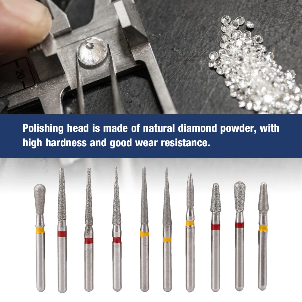 10 pz/set kit di trapano per frese diamantate dentali FG1.6mm con scatola di immagazzinaggio durevole denti porcellana orale dentista strumenti di lucidatura accessori