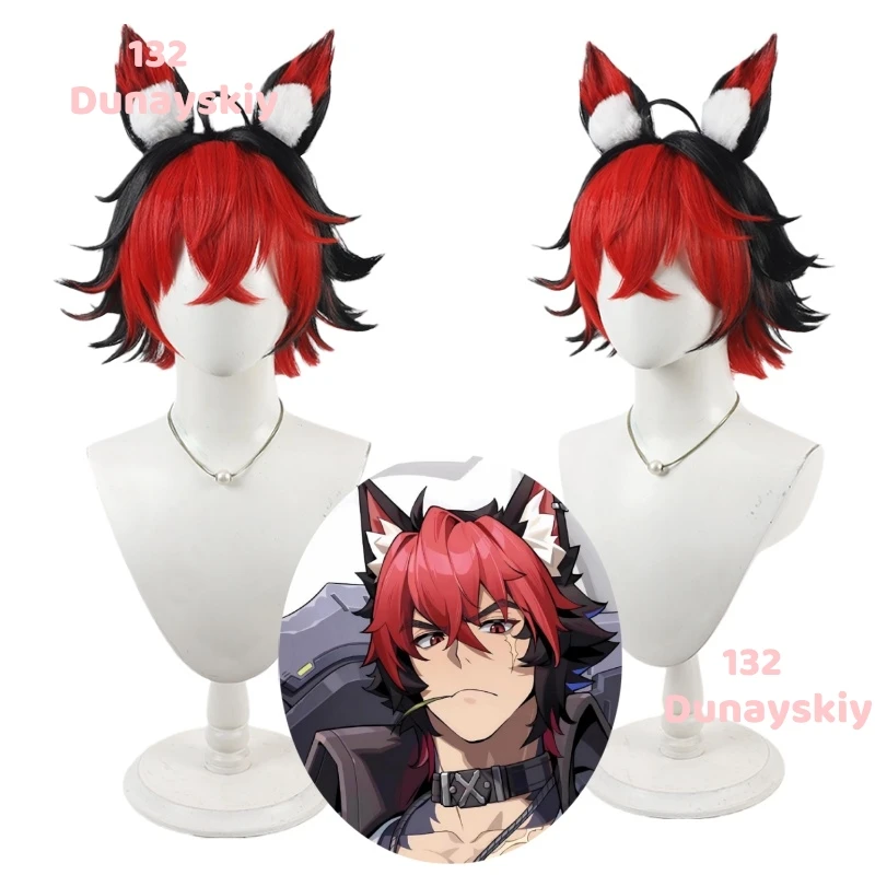 

ZZZ Komano Manato Cosplay Wig Ear Set Heat Resistant Synthetic Hair For Zenless Zone Zero Halloween Convention With Cap