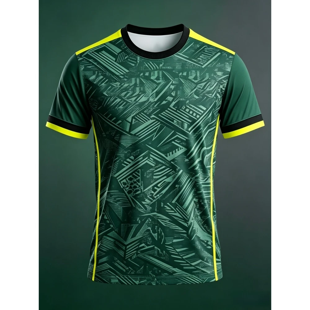 Men's Geometric Line Color Block Splice Crew Neck Short Sleeve Tee Sport Training Casual Mens Tops