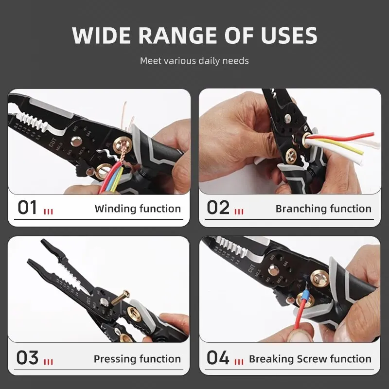 22 in 1 Wire Stripping Pliers Multifunction Electrician Cable Cutting Terminal Crimping Splitting Winding Line Hand Tools