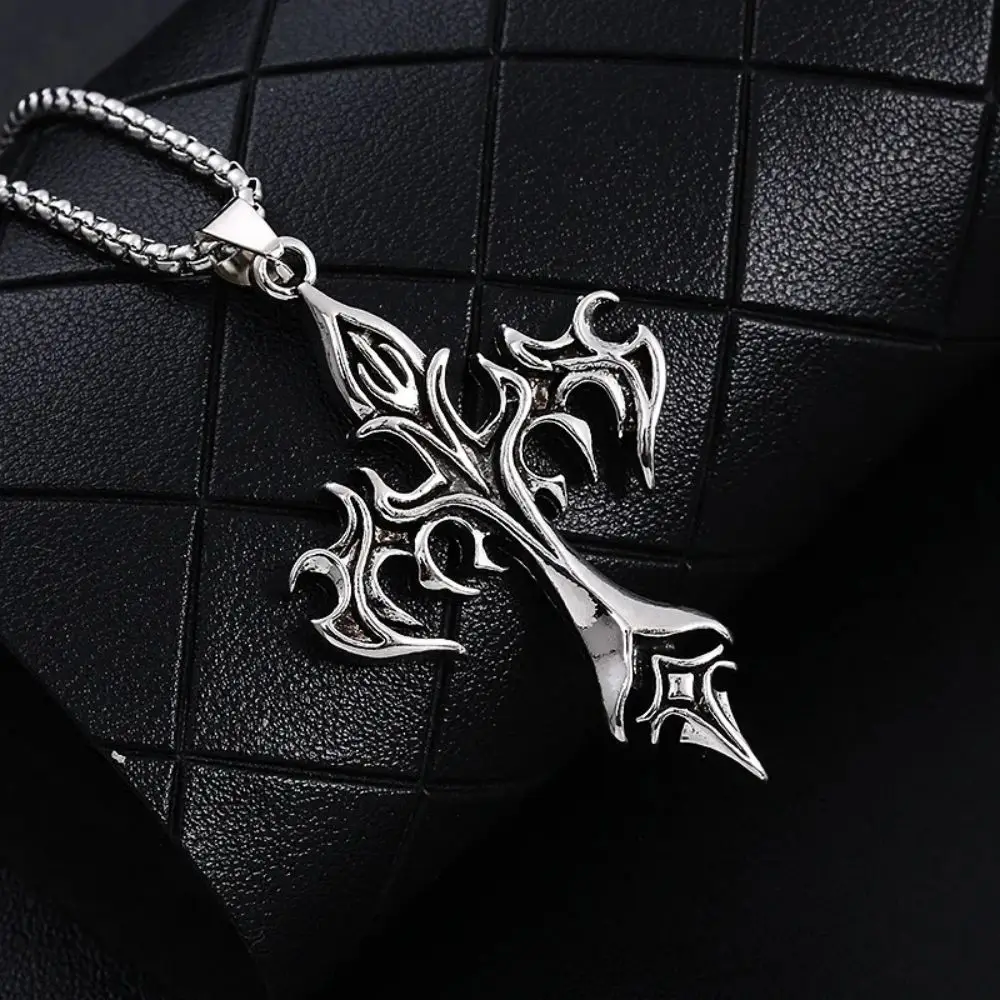 Fashion Stainless Steel Cross Pendant Necklace Flame Retro Cross Titanium Steel Casting Pendant For Men Jewelry Accessories