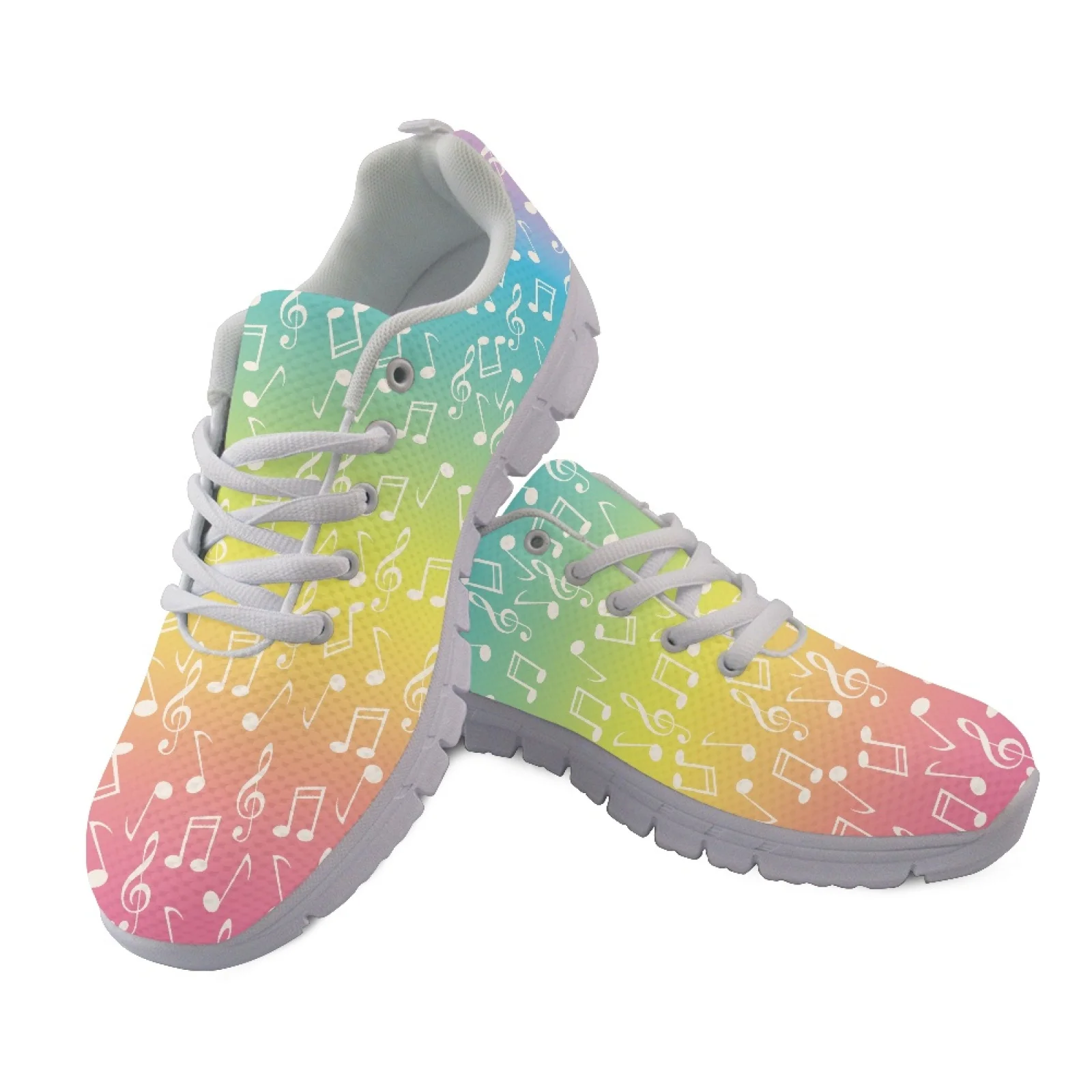 Coloranimal Music Notes Design Athletic Sport Shoes Tennis Shoes for Men Lace Up Sports Trainers