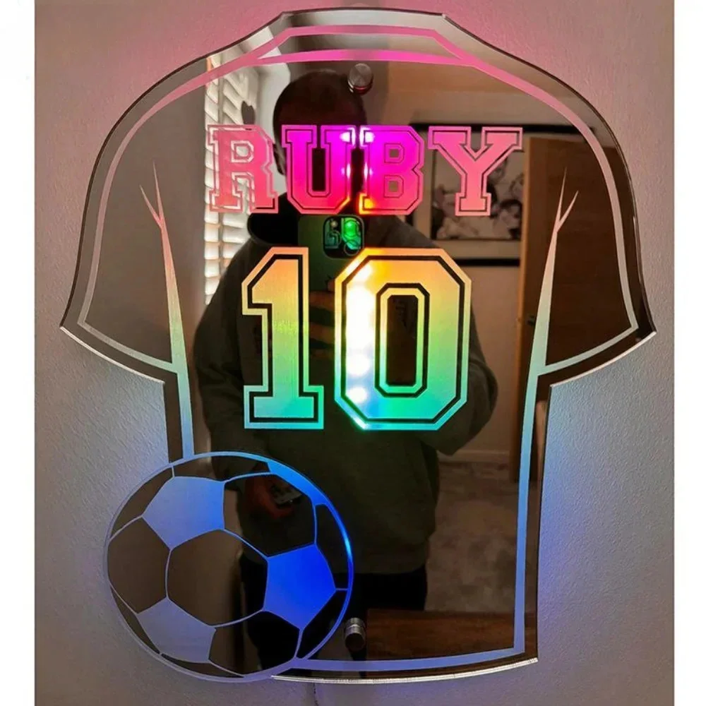 Personalized Football Jersey Mirror Light RGB Wall Light Remote Control Lamp For Esports Room Bedroom Bar Decoration Night Light