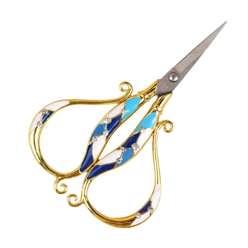 

HLZS-European Light Luxury Retro Painted Diamond Colored Bottle Small Scissors