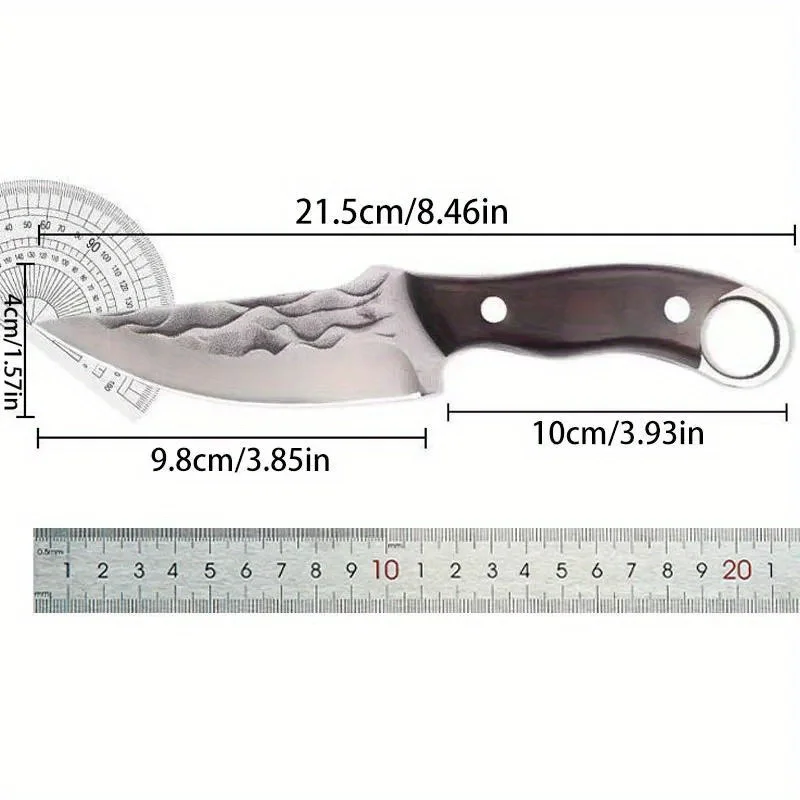 Sharp boning knife Paring knife, steel blade and wooden handle, suitable for family camping hiking barbecue