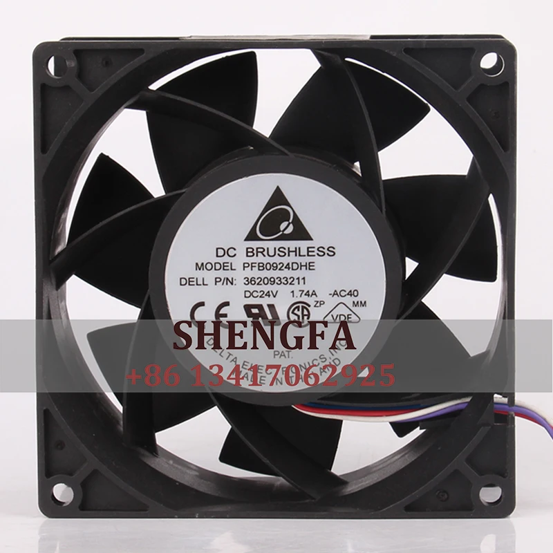 

DELTA PFB0924DHE Case Fan Dual Ball Bearing DC24V 1.74A 90X90X38MM 9CM 9038 Frequency Converter High Air Volume Chassis