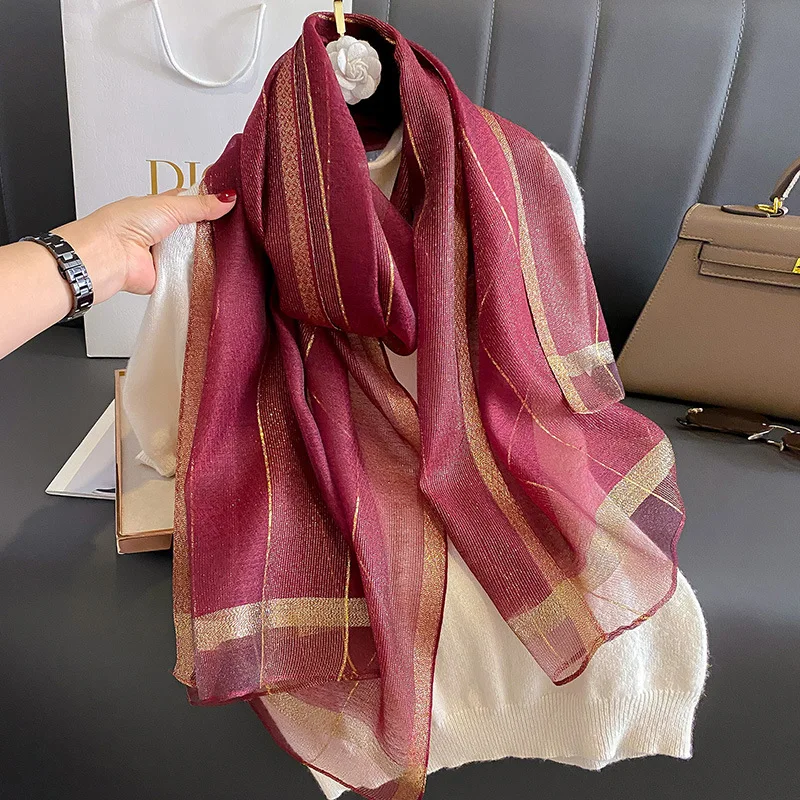 2024 Solid Silk wool scarf for Women Shawls Scarves Summer Lady Hijab Winter Fashion Warm Long Bandana Foulard Pashmina Poncho