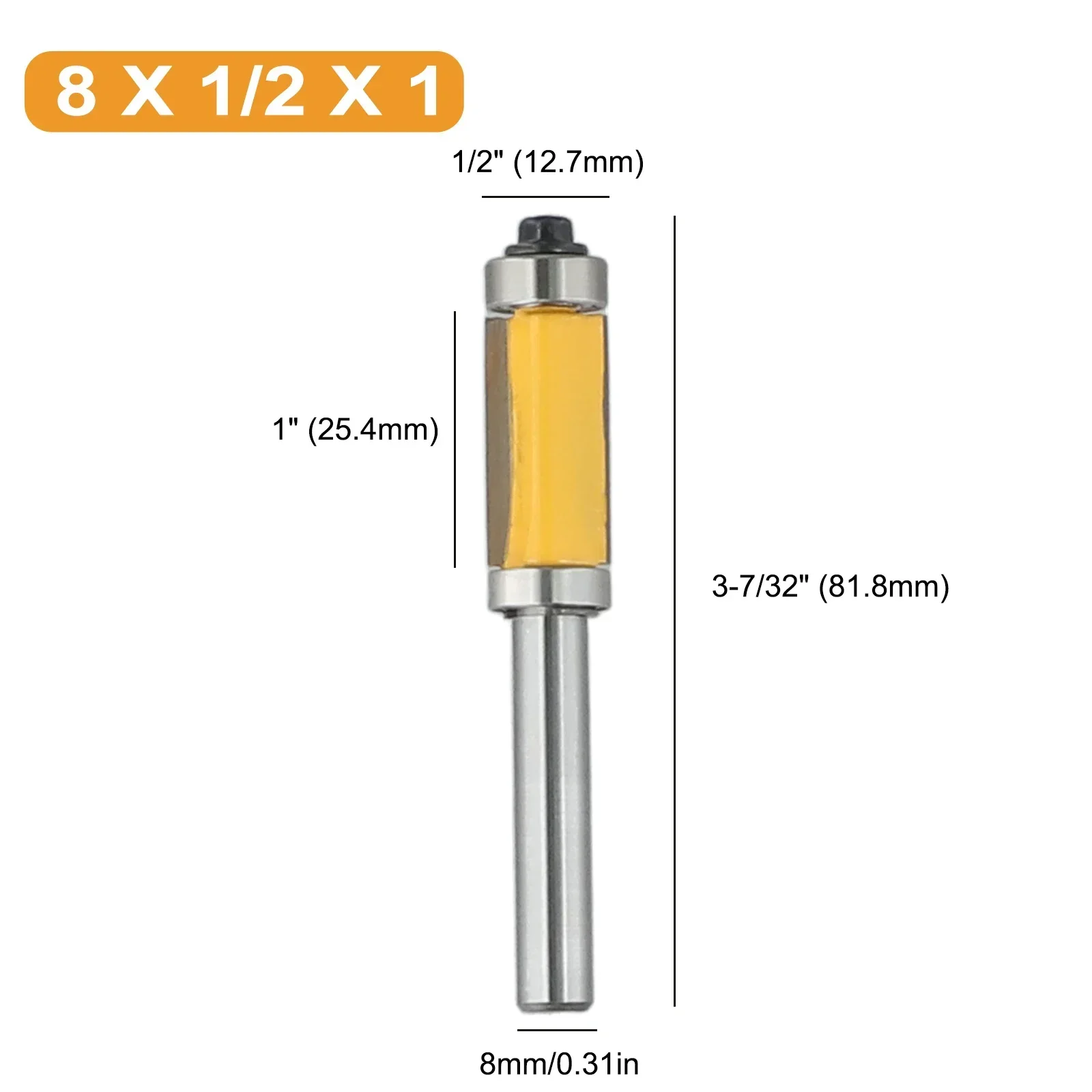 1pc 8mm 8-handle Top And Bottom Double Bearing YG6X Shank Pattern Flush Straight Trim Router Bit For Template Work Power Tools