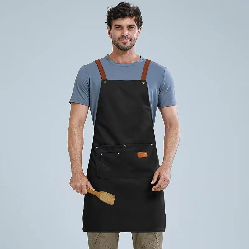 

New Fashion Kitchen Aprons for Woman Men Chef Work Apron for Grill Restaurant Bar Shop Cafes Beauty Nails Studios Uniform