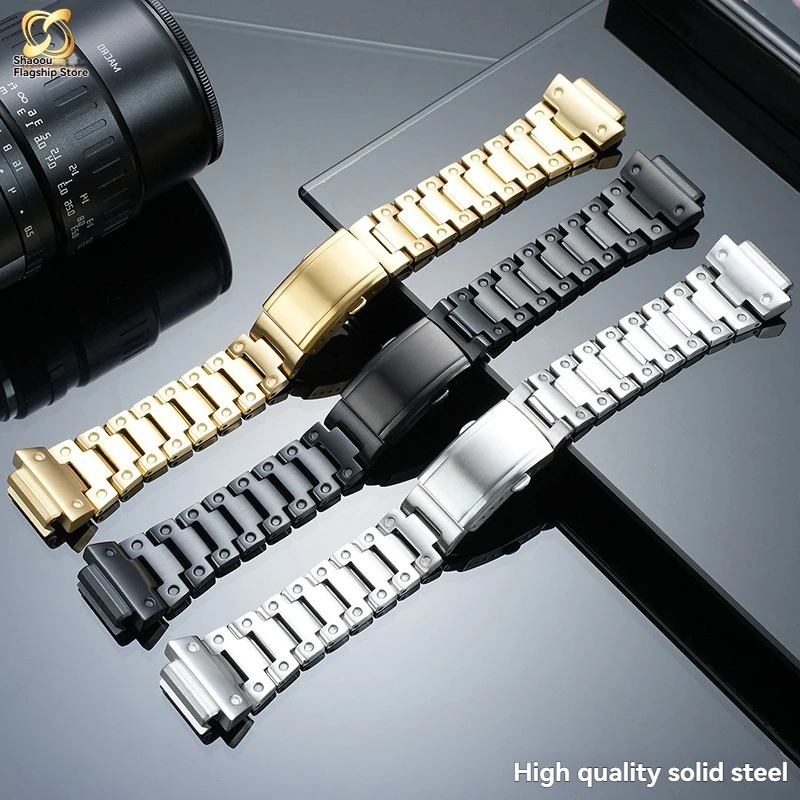 316L solid stainless steel For Casio MIP small square  GM-H5600 Bluetooth series modified trendy stainless steel strap and case