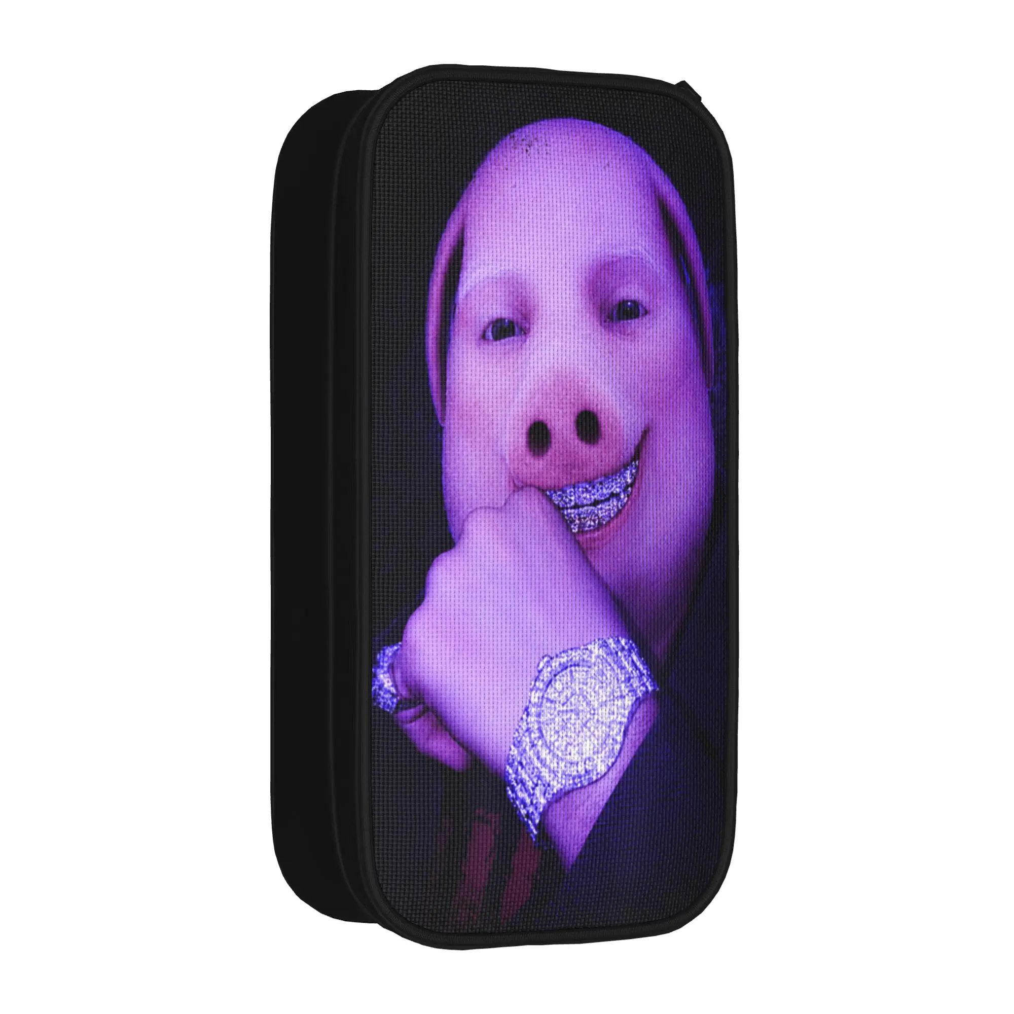 Funny John Pork Meme Bling Grillz Hiphop Pencil Case Zipper Pencil Pouch Boy Girl Vintage Large School Pencil Cases Stationery