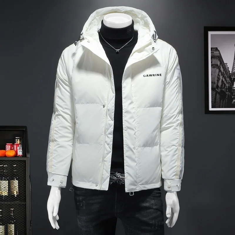 Station Luxury European Brand Men's Hooded Jacket 2023 Winter Fashion Leisure Trend White Duck Down Warm Top Coat